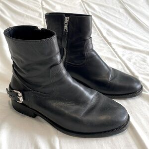 Rag & Bone Oliver Zip Moto Booties In Black Size 38.5